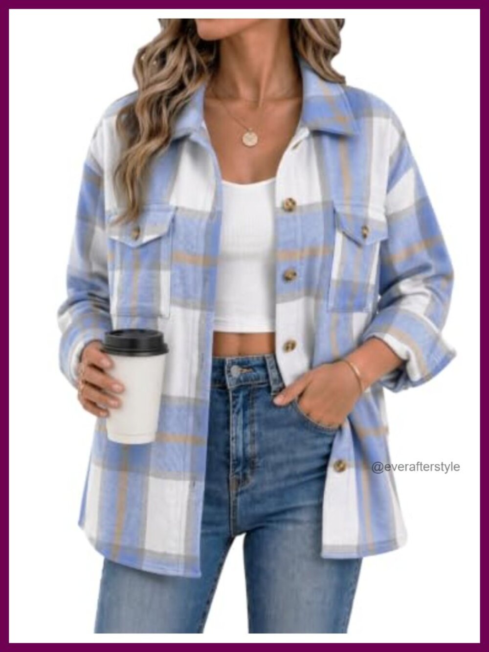 Zeagoo Women's Plaid Shacket Button Down Long Sleeve Casual Jacket S-2XL